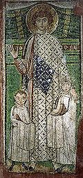 Ψηφιδωτό του 6ου ή 7ου αιώνα που εικονίζει τον Άγιο Δημήτριο με παιδιά.